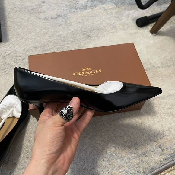 NIB Women's Size 6.5 Coach SA12173 Unipump Jet Mirror Leather 1.5" Heels Black - Picture 2 of 12